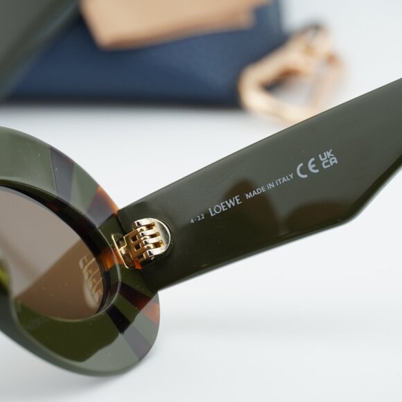 Loewe LW40091I 96E Oval Sunglasses – Havanan Green\\Brown